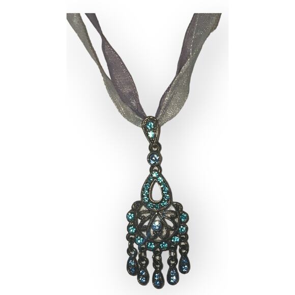 Vintage 1928 branding Y2K Drop Ribbon Necklace Victorian 2000s - Picture 2 of 3